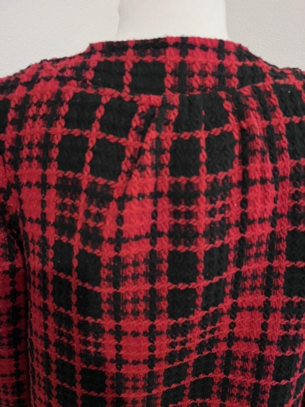Oleg Cassini Vintage Plaid Wool Blend Lady Jacket Size M Jackie O Style Red Blk - Picture 12 of 14
